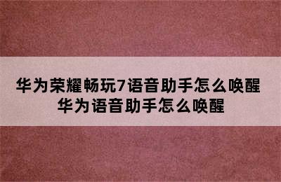 华为荣耀畅玩7语音助手怎么唤醒 华为语音助手怎么唤醒